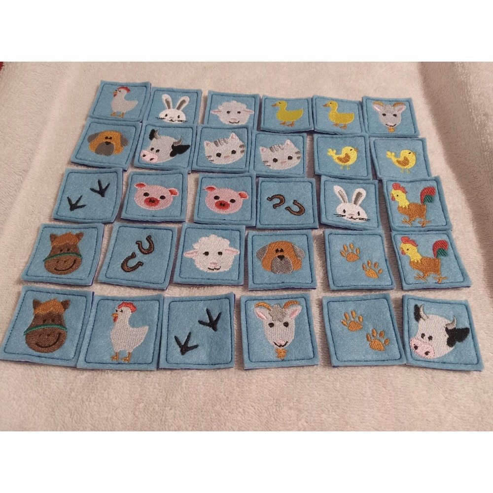 Farm Animal Matching Game Felt Squares Montessori Homeschool Preschool Learning‎